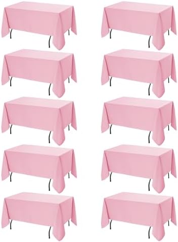 10-Pack Pink Tablecloths for Rectangle Tables, 70 x 120 Inches in 70 x 120 Inches in Pink