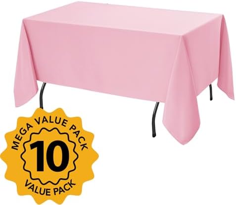 10-Pack Pink Tablecloths for Rectangle Tables, 70 x 120 Inches in 70 x 120 Inches in Pink, alternate view 2