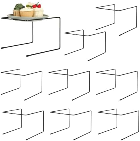 10 Pack Pizza Stand Holder, Metal Pizza Pan Display Riser for Pizza Serving Tray, Non-Slip Square Pizza Rack for