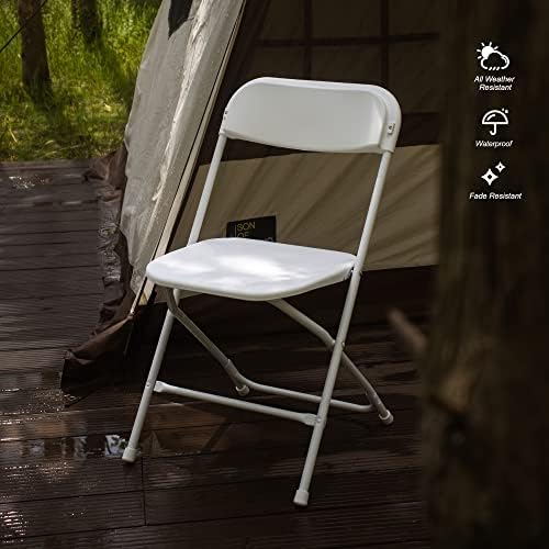 10 Pack Plastic Folding Chair, 300lb Capacity, Portable Commercial Chair Seat with Steel Frame for Wedding Party, alternate