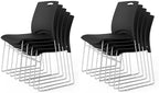 10 Pack Plastic Stacking Chairs, Stackable Office Chair, Black in Black