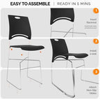10 Pack Plastic Stacking Chairs, Stackable Office Chair, Black in Black, alternate view 5