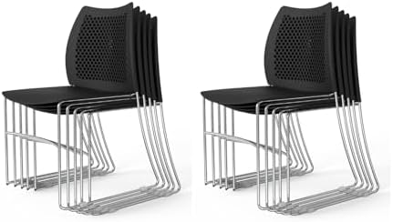 10 Pack Plastic Stacking Chairs, Stackable Office Chairs, Black in Black