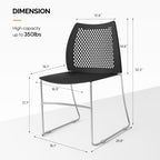 10 Pack Plastic Stacking Chairs, Stackable Office Chairs, Black in Black, alternate view 2