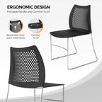 10 Pack Plastic Stacking Chairs, Stackable Office Chairs, Black in Black, alternate view 4