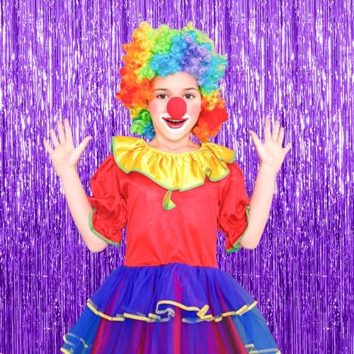 10 Pack Purple Backdrop Tinsel Streamers Foil Fringe Backdrop Halloween Party Decorations Purple Backdrop, alternate view 5