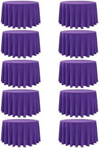 10-Pack Purple Round Tablecloths, 108 in, for 4-5 Ft Round Tables