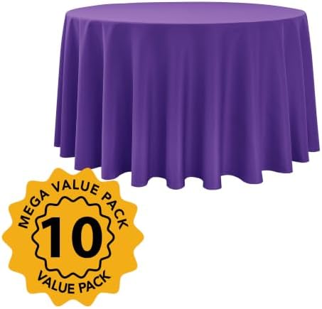 10-Pack Purple Round Tablecloths, 108 in, for 4-5 Ft Round Tables, alternate view 2