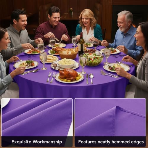 10-Pack Purple Round Tablecloths, 108 in, for 4-5 Ft Round Tables, alternate view 4