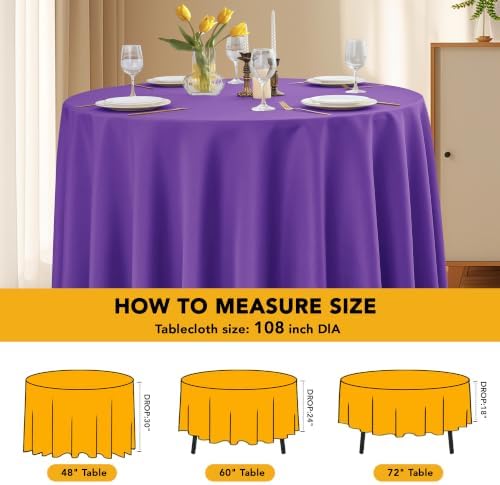 10-Pack Purple Round Tablecloths, 108 in, for 4-5 Ft Round Tables, alternate view 6