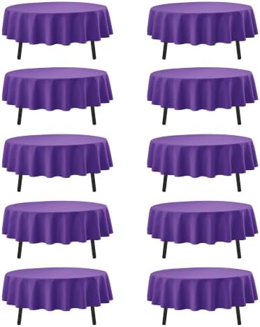 10-Pack Purple Round Tablecloths, 90 in, for 4-5 Ft Round Tables