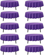 10-Pack Purple Round Tablecloths, 90 in, for 4-5 Ft Round Tables