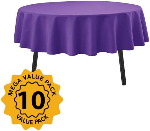 10-Pack Purple Round Tablecloths, 90 in, for 4-5 Ft Round Tables, alternate view 2