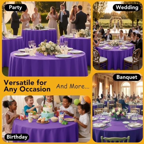 10-Pack Purple Round Tablecloths, 90 in, for 4-5 Ft Round Tables, alternate view 5