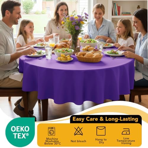 10-Pack Purple Round Tablecloths, 90 in, for 4-5 Ft Round Tables, alternate view 7