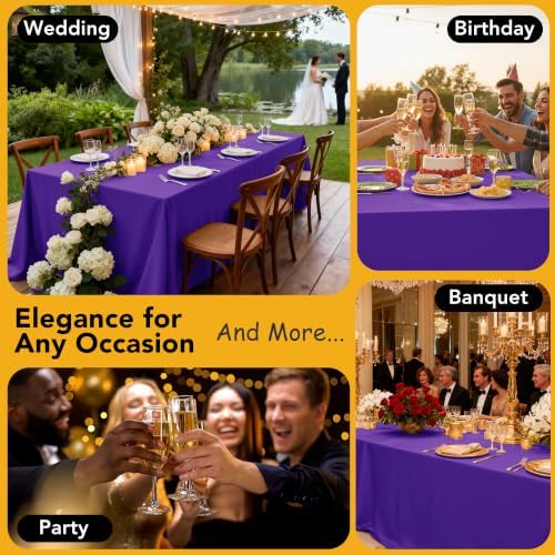 10-Pack Purple Tablecloths for Rectangle Tables, 60 x 102 Inches in 60 x 102 Inches in Purple, alternate view 5