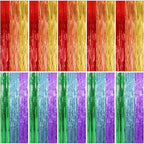 10 Pack Rainbow Backdrop Party Decorations Tinsel Curtain Party Streamer Foil Fringe Birthday Decorations Photo