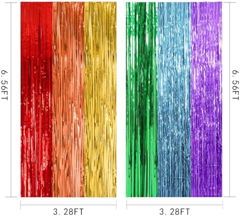 10 Pack Rainbow Backdrop Party Decorations Tinsel Curtain Party Streamer Foil Fringe Birthday Decorations Photo, alternate