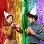10 Pack Rainbow Backdrop Party Decorations Tinsel Curtain Party Streamer Foil Fringe Birthday Decorations Photo, alternate