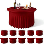 10 Pack Red Round Spandex Tablecloths for 60in Tables, 120Inch Stretchy Fitted 5FT Round Table Clothes, Wrinkle
