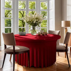 10 Pack Red Round Spandex Tablecloths for 60in Tables, 120Inch Stretchy Fitted 5FT Round Table Clothes, Wrinkle, alternate
