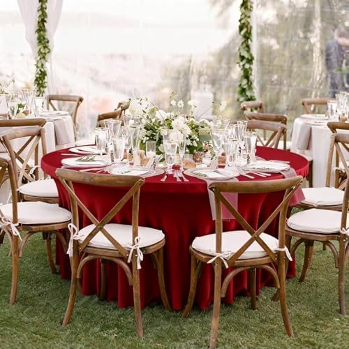 10 Pack Red Round Spandex Tablecloths for 60in Tables, 120Inch Stretchy Fitted 5FT Round Table Clothes, Wrinkle, alternate