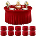 10 Pack Red Spandex Round Tablecloths for 60inch Tables, 120 Inch Stretchy 5ft Round Fitted Tablecloth Wrinkle