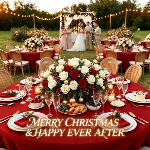 10 Pack Red Spandex Round Tablecloths for 60inch Tables, 120 Inch Stretchy 5ft Round Fitted Tablecloth Wrinkle, alternate