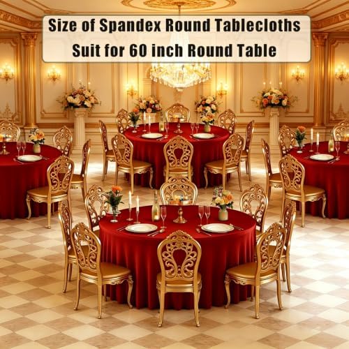 10 Pack Red Spandex Round Tablecloths for 60inch Tables, 120 Inch Stretchy 5ft Round Fitted Tablecloth Wrinkle, alternate