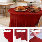 10 Pack Red Spandex Round Tablecloths for 60inch Tables, 120 Inch Stretchy 5ft Round Fitted Tablecloth Wrinkle, alternate