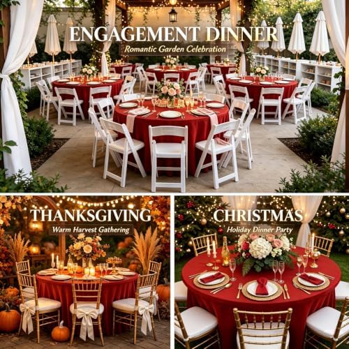 10 Pack Red Spandex Round Tablecloths for 60inch Tables, 120 Inch Stretchy 5ft Round Fitted Tablecloth Wrinkle, alternate