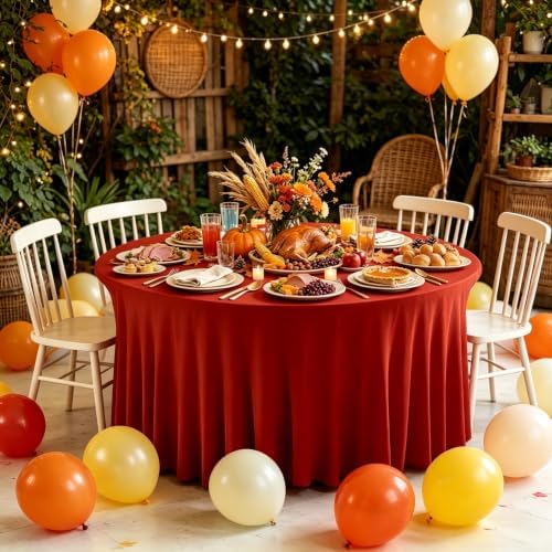 10 Pack Red Spandex Round Tablecloths for 60inch Tables, 120 Inch Stretchy 5ft Round Fitted Tablecloth Wrinkle, alternate
