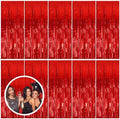 10 Pack Red Streamers Party Backdrop Christmas Decorations Foil Fringe Backdrop Curtains Carnival Casino Theme