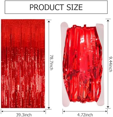 10 Pack Red Streamers Party Backdrop Christmas Decorations Foil Fringe Backdrop Curtains Carnival Casino Theme, alternate