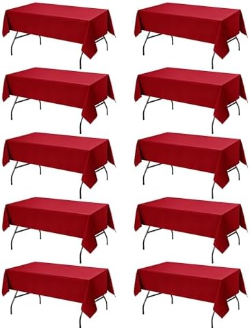 10-Pack Red Tablecloths for Rectangle Tables, 54 x 108 Inches in 54 x 108 Inches