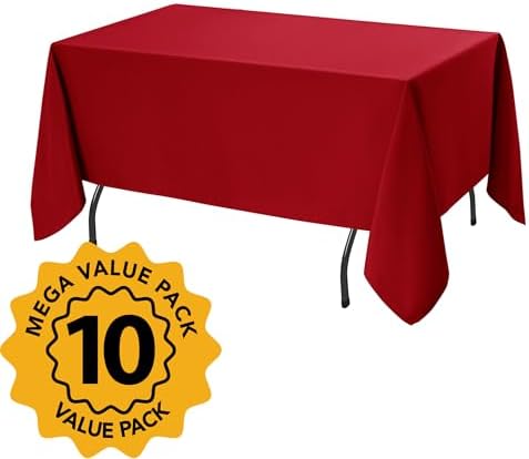 10-Pack Red Tablecloths for Rectangle Tables, 60 x 120 Inches in 60 x 120 Inches, alternate view 2