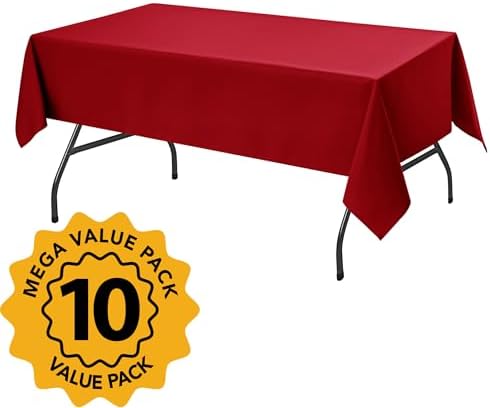 10-Pack Red Tablecloths for Rectangle Tables, 60 x 84 Inches in 60 x 84 Inches, alternate view 2