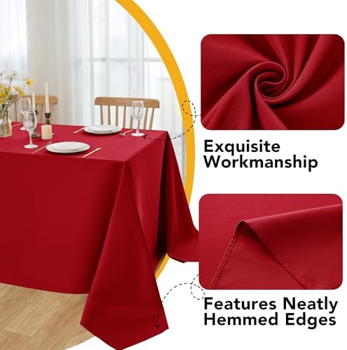 10-Pack Red Tablecloths for Rectangle Tables, 60 x 84 Inches in 60 x 84 Inches, alternate view 3
