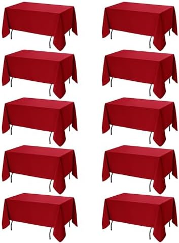 10-Pack Red Tablecloths for Rectangle Tables, 70 x 120 Inches in 70 x 120 Inches
