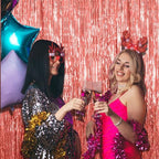 10 Pack Rose Gold Fringe Curtain Backdrop Birthday Bachelorette Party Decorations Metallic Tinsel Streamers Foil, alternate