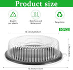 10 Pack Round Disposable Serving Trays with Clear Lids, 12 Inch Heavy Duty PET Plastic Catering Platters for, alternate view