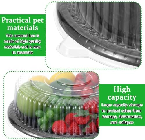 10 Pack Round Disposable Serving Trays with Clear Lids, 12 Inch Heavy Duty PET Plastic Catering Platters for, alternate view