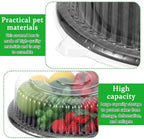 10 Pack Round Disposable Serving Trays with Clear Lids, 12 Inch Heavy Duty PET Plastic Catering Platters for, alternate view