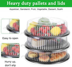 10 Pack Round Disposable Serving Trays with Clear Lids, 12 Inch Heavy Duty PET Plastic Catering Platters for, alternate view