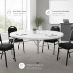 10 Pack Round Plastic Bi-Fold Folding Table, 60 Inch, Granite White, Alloy Steel Frame for Banquets, Catering, alternate view