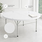 10 Pack Round Plastic Bi-Fold Folding Table, 60 Inch, Granite White, Alloy Steel Frame for Banquets, Catering, alternate view
