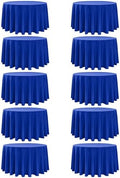 10-Pack Royal Blue Round Tablecloths, 108In, for 4-5Ft Round Table