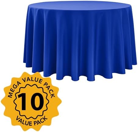 10-Pack Royal Blue Round Tablecloths, 108In, for 4-5Ft Round Table, alternate view 2