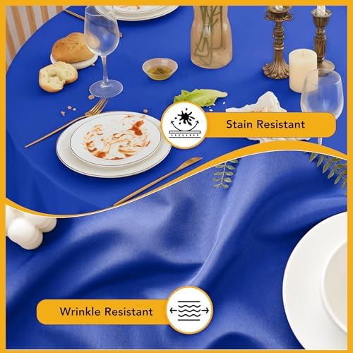 10-Pack Royal Blue Round Tablecloths, 108In, for 4-5Ft Round Table, alternate view 3