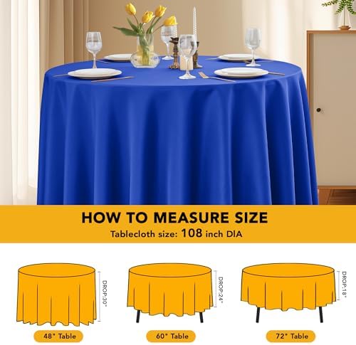 10-Pack Royal Blue Round Tablecloths, 108In, for 4-5Ft Round Table, alternate view 6